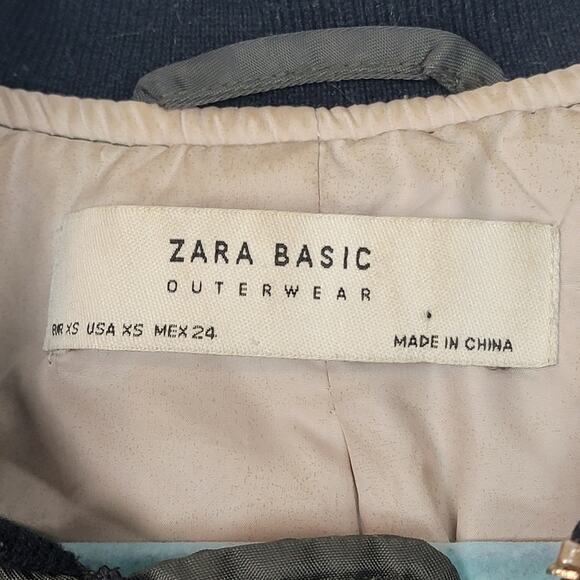 Zara Army Green Oversized Bomber Jacket, Sz XS - Picture 4 of 5